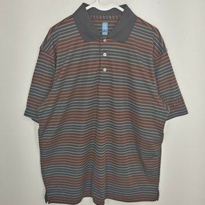 PGA Tour Activewear Top Black Red Gray Striped Golf Polo Men's XL